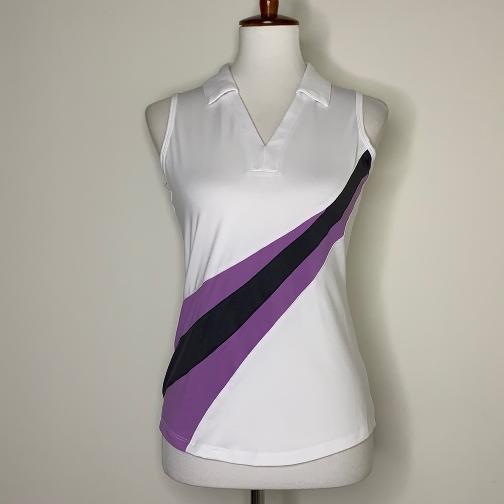 BETTE & COURT Sleeveless Performance Polo Top S - Picture 2 of 7